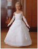 Beaded Lace Organza Floor Length Wedding Flower Girl Dress with Jacket